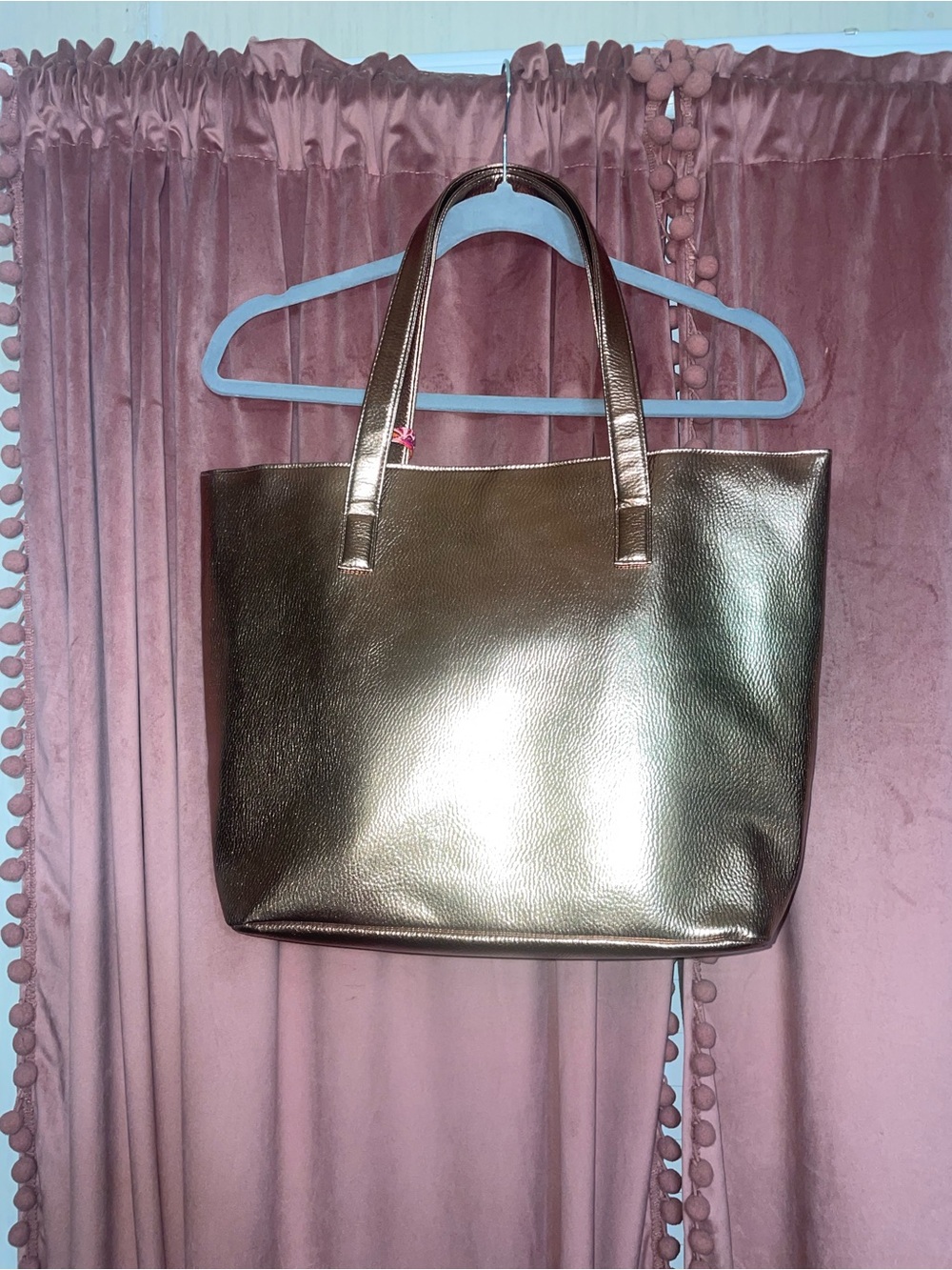 Metallic Gold Tote Bag with Tassel - Picture 3 of 7